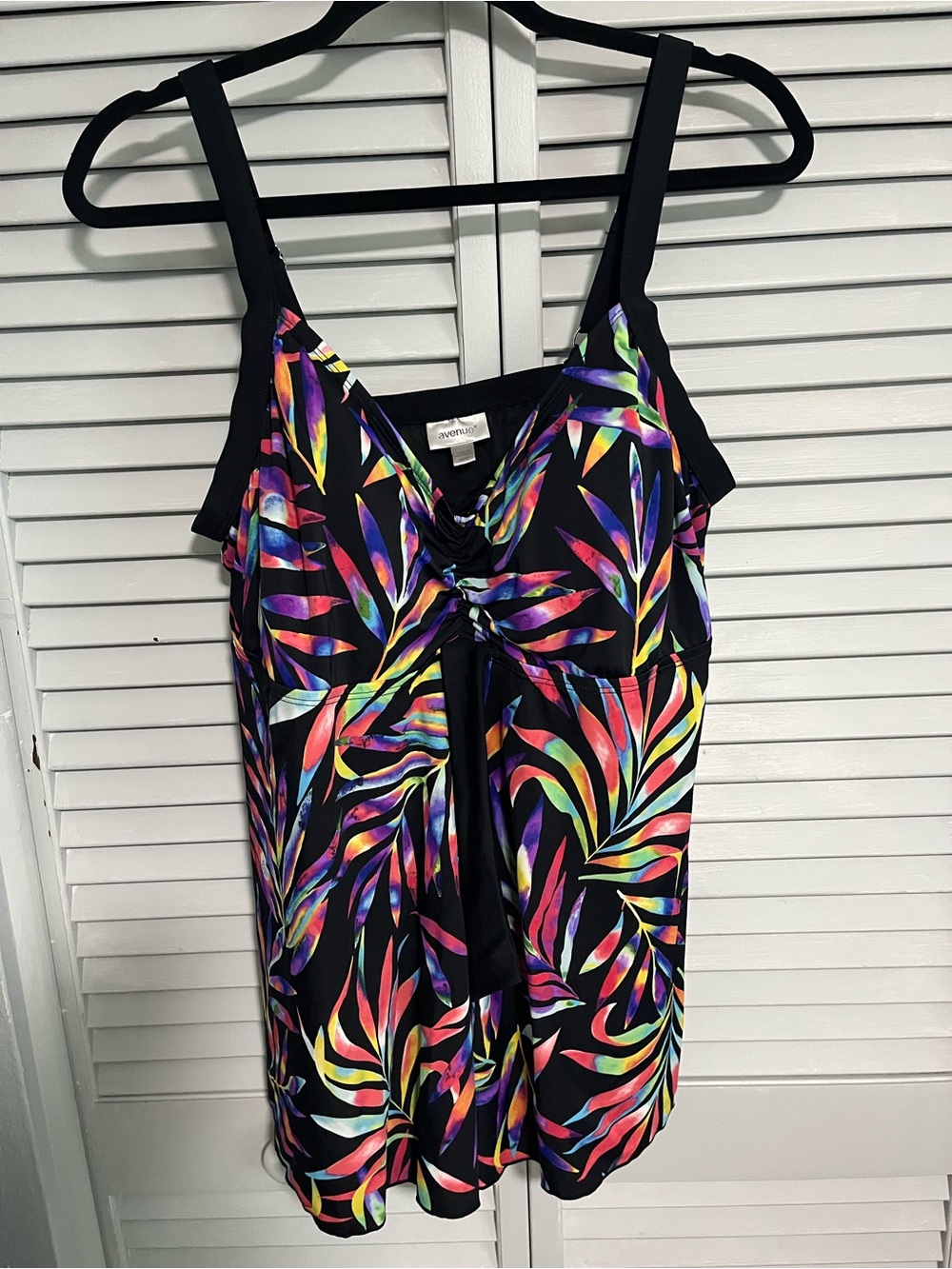 Avenue Black Multi-Color Tropical Print Two-Piece Swimsuit